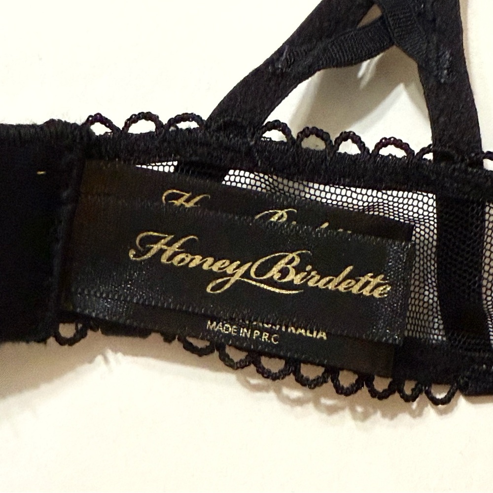 HONEY BIRDETTE RHONA BLACK FLORAL PRINT SHEER MESH PUSHUP BRA - Picture 8 of 13